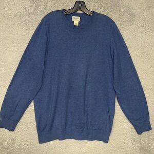 LL Bean Sweater Mens Sz M Tall Blue Cashmere Blend Crew Neck Sweatshirt Gorpcore